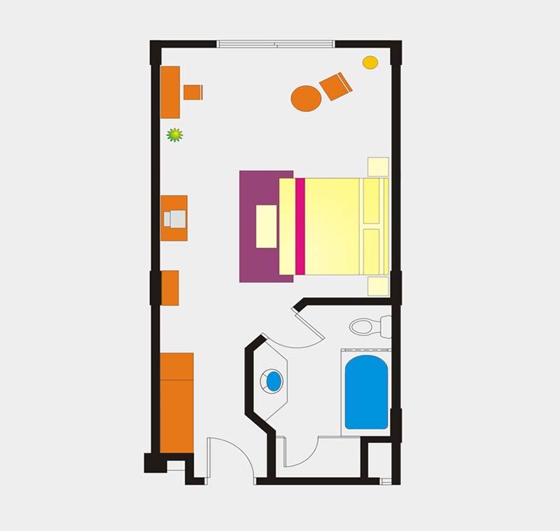 Deluxe city view room floor Plan