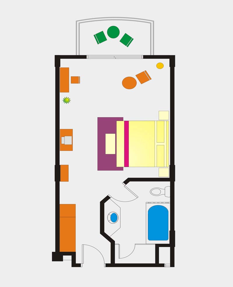 Deluxe Pool View room floor Plan
